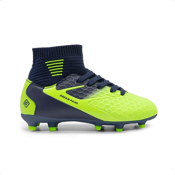 Boys & Girls High Top Youth Football Cleats - DARK BLUE NEON GREEN - 5